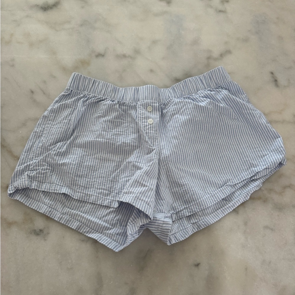 Brandy Melville Striped Blue and White Shorts